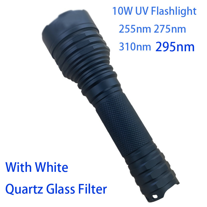 Powerful UVC LED Short Wave Flashlight with White Quartz Glass Filter 10W UV 254nm 275nm 295nm 310nm 320nm LED For Fluorescent Mineral Stone Disinfection