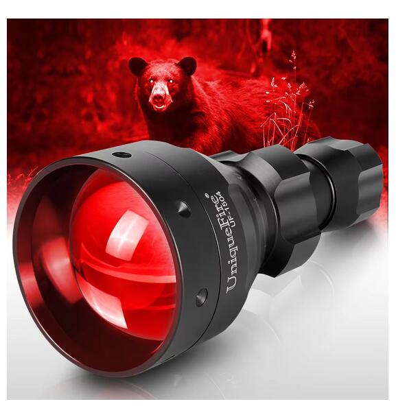 UniqueFire 1504 67mm Lens Powerful Red Light LED Zoomable Hunting Flashlight Single Mode Adjustable Focus Light