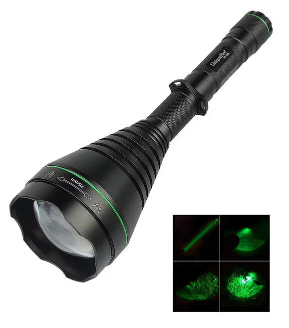 UniqueFire UF-1508 75mm Lens 500 Yrds Green LED Long Range Zoomable Hunting Flashlight(1x 18650/2x 18650)