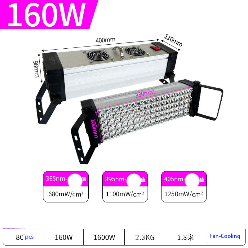 High Power 160W UV 365nm 395nm 405nm 80pcs LEDs Curing Lamp AC Charging For Dry Repair Solder