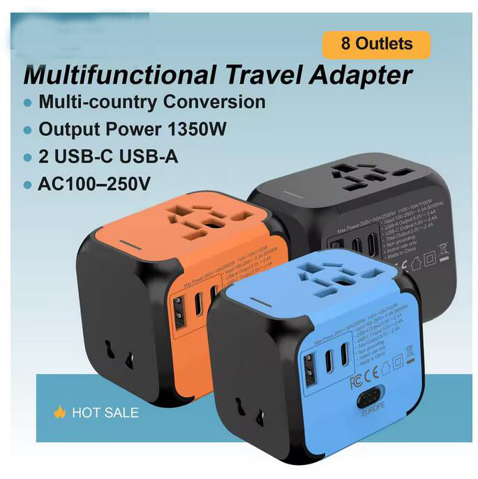 Multifunction Travel Adapter Converter Socket UK AU EU US Plug 100-250V Wide Voltage