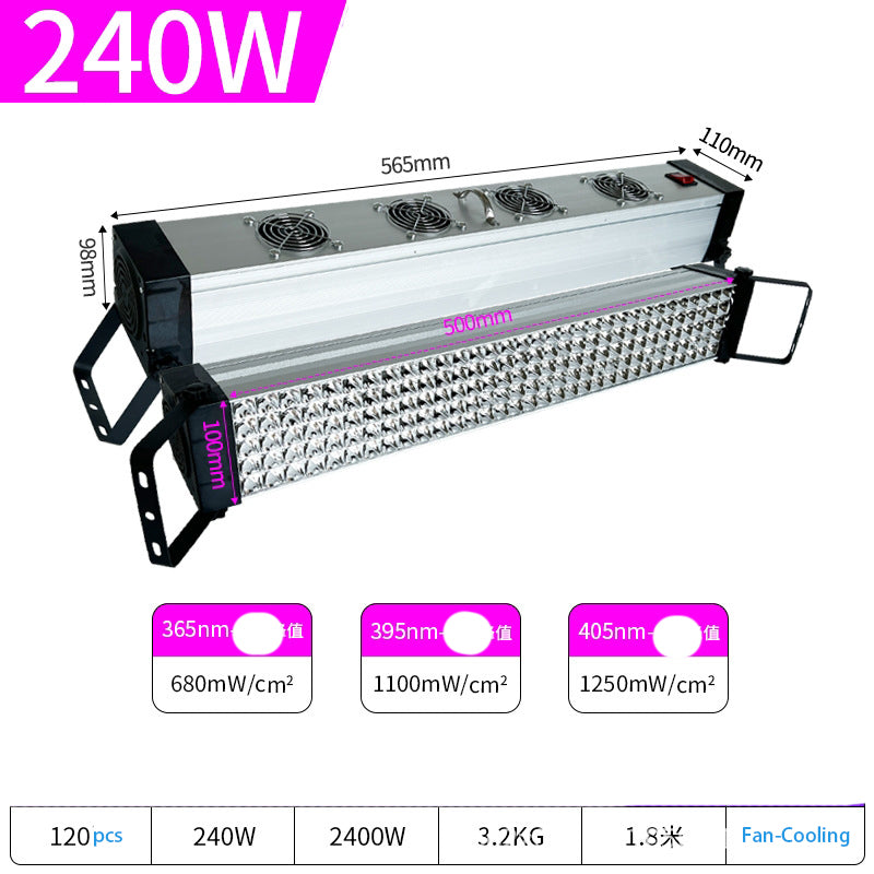 High Power 240W UV 365nm 395nm 405nm 120pcs LEDs Curing Lamp AC90V-240V For Dry Repair Solder