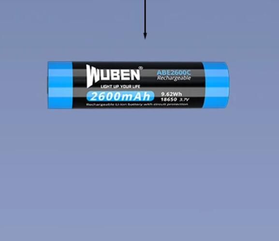 1pcs Wuben 2600mAh 18650 Battery +  1pcs Free Flashlight