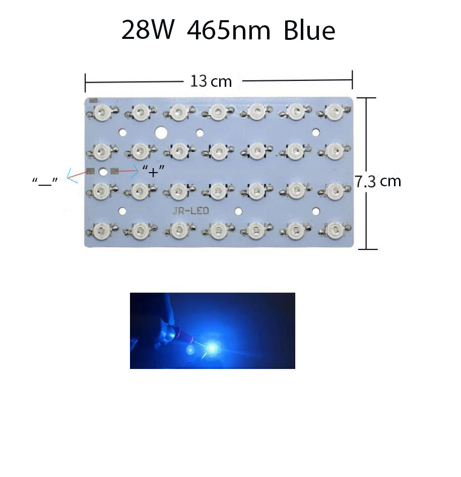 High Power 28W 28pcs-LEDs 465nm 450nm Blue Light  Integrated PCB Lamp Kit for DIY Fish Tank Coral Aquarium Lighting