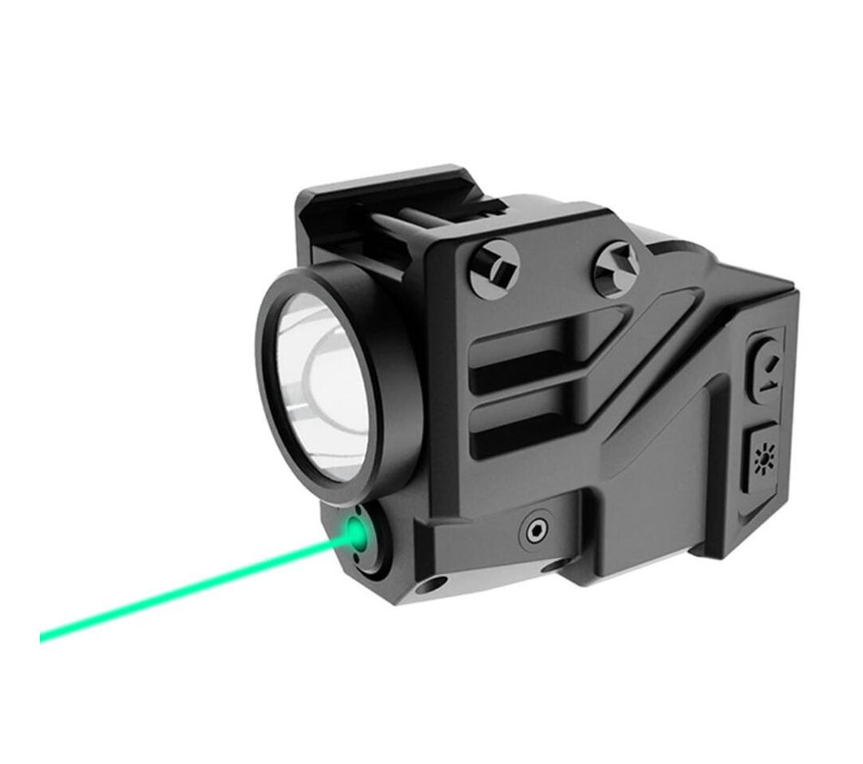 2 IN 1 Green +White Beam Sight Tactic Pistol Handgun Light Hunting Flashlight Magnetic Rechargeable