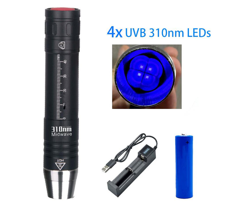 Shortwave UVB 310nm Flashlight 4 in 1 UV LED For Disinfection