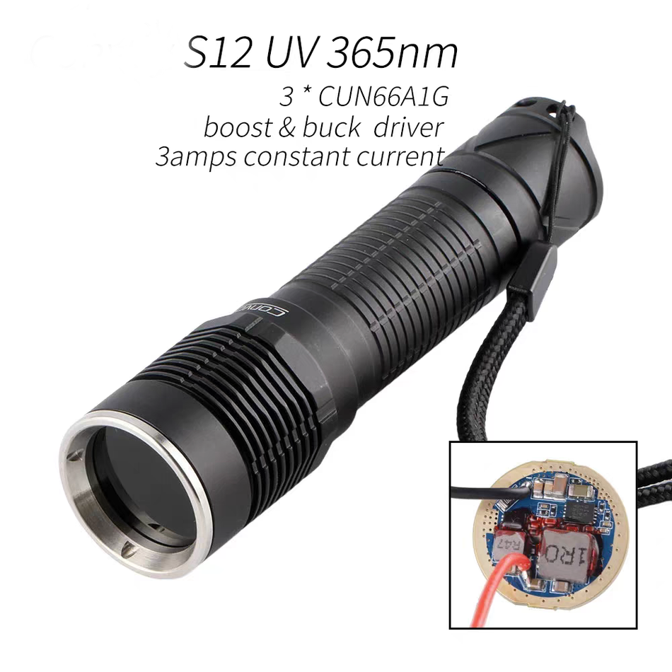 High Poweful Rechargeable 3x LEDS UV 365nm Black Light Flashlight With Filter+Battery+Charger