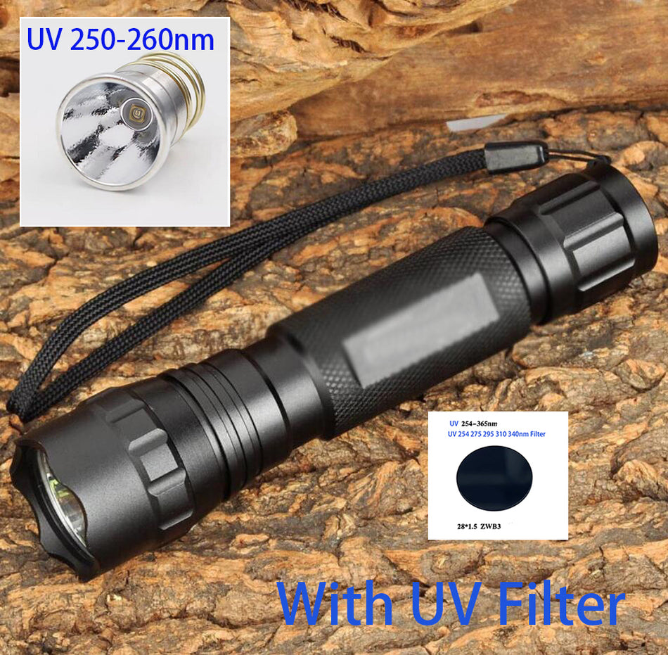 WF-501B 5W UV 255nm 254nm 275nm 310nm 340nm UVC LED Short Wave Flashlight with Filter For Mineral Stone Disinfection