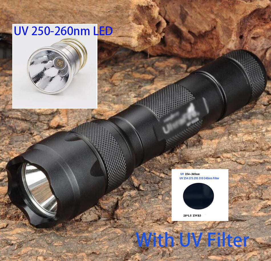 Ultra Fire WF-502B 5W UV 255nm 254nm 275nm 310nm 340nm UVC LED Short Wave Flashlight with Filter For Mineral Stone Disinfection