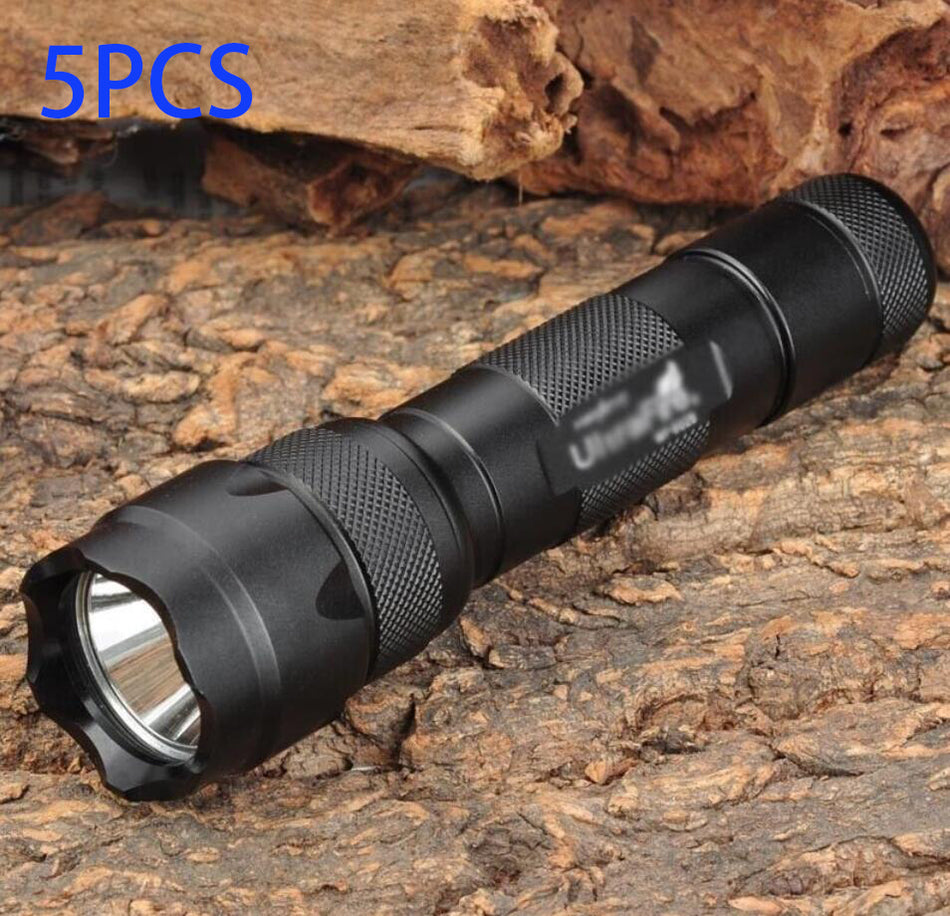 5PCS Ultra Fire WF-502B Single Mode Flashlight 10W 6500K LED 1000 Lumen Torch (Support 1x 18650/2x CR123A)