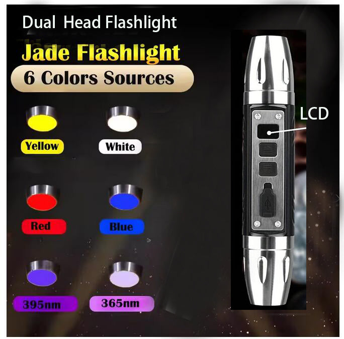 6-in-1 White Red Blue UV 365nm 395nm LED LCD Flashlight for Jewelry Jade Pet  Stone  Pet Stains Marker Ore Money Scorpion Light