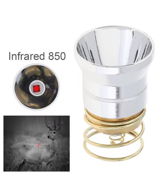 850nm IR LED Flashlight Bulb  26.5mm 3V-4.2V 1 Mode P60 Drop-in Lamp Replacement Smooth Reflector for 6P C2 D2 G2 Z2/501B 502B 501A 502D