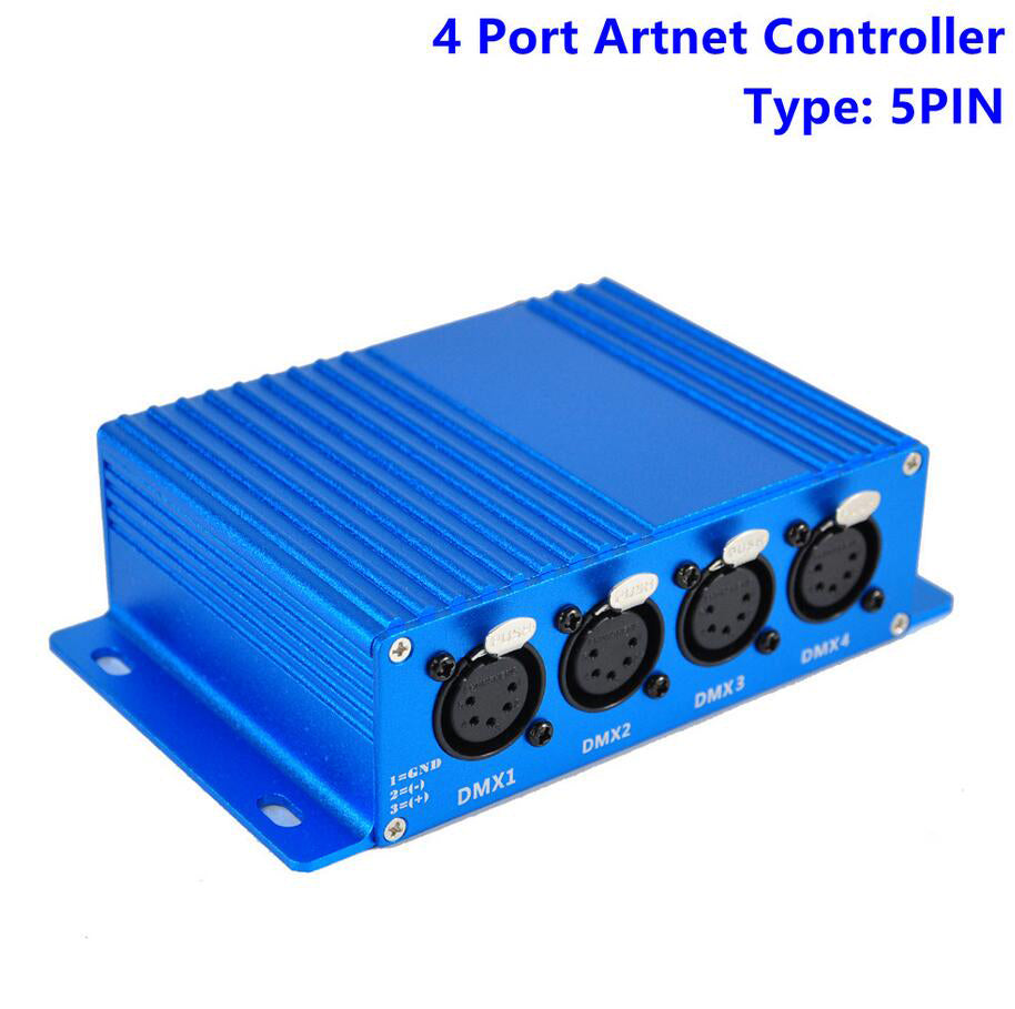 5PIN 4Port Bi-directional ArtNet DMX Ethernet Lighting Controller 2048 Channels RJ45 Socket