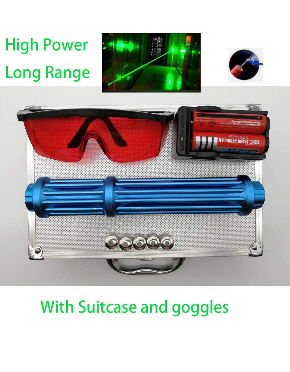 Long Range Green Beam LED Flashlight Constant Switch With Metal Case-Blue Case