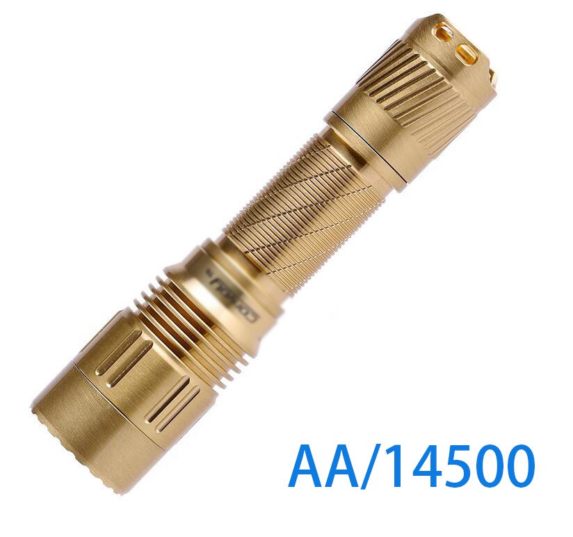 Pretty Brass AA 14500 Flashlight MAX 1000 Lumen 100 Meters SFT40/SFT-25R/519A LED Option /155g Weight