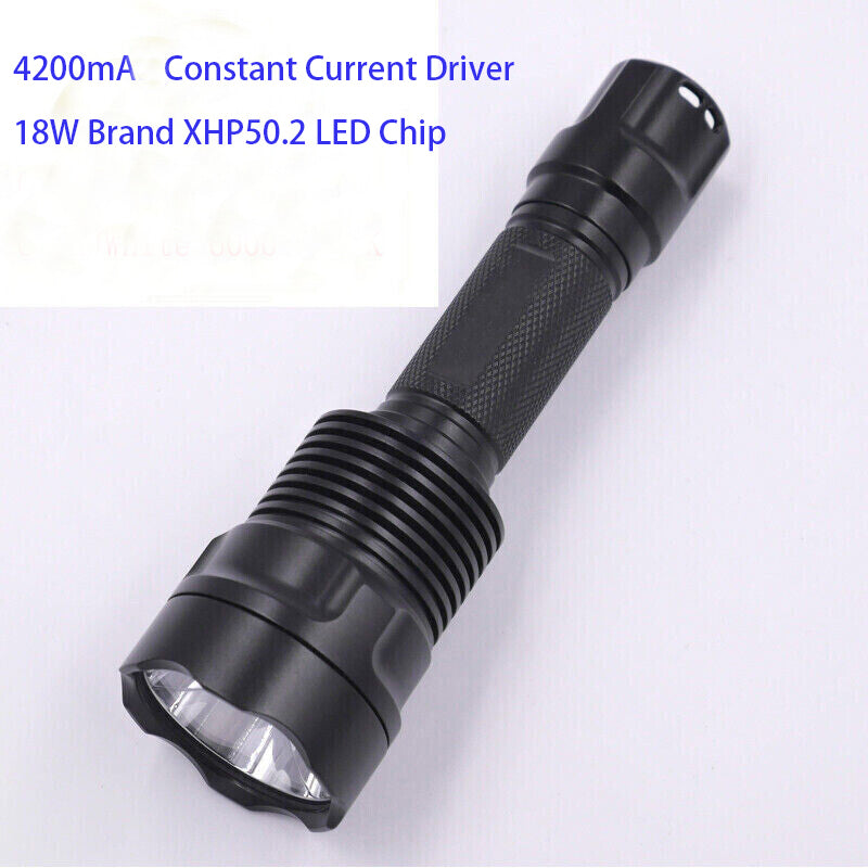C12 Single Mode 18W XHP50.2 LED 6000K 2000Lumen 4200mA 12x AMC7135 Driver Camping Flashlight