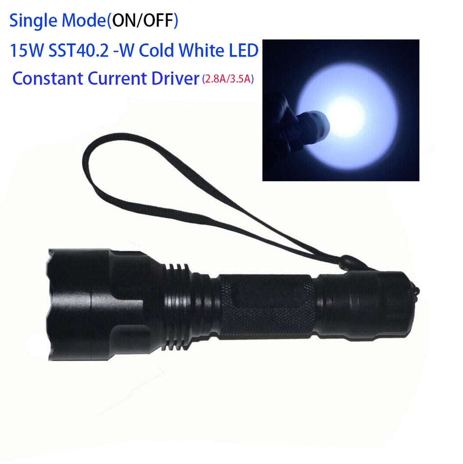 Ultra Fire C8 1500 Lumens Single Mode SST-40.2-W LED Flashlight Constant Current