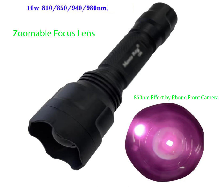 MC8S High Power 10W IR infrared Flashlight 850nm/940nm/980nm/810nm/1064nm CCTV Night Vision Hunting