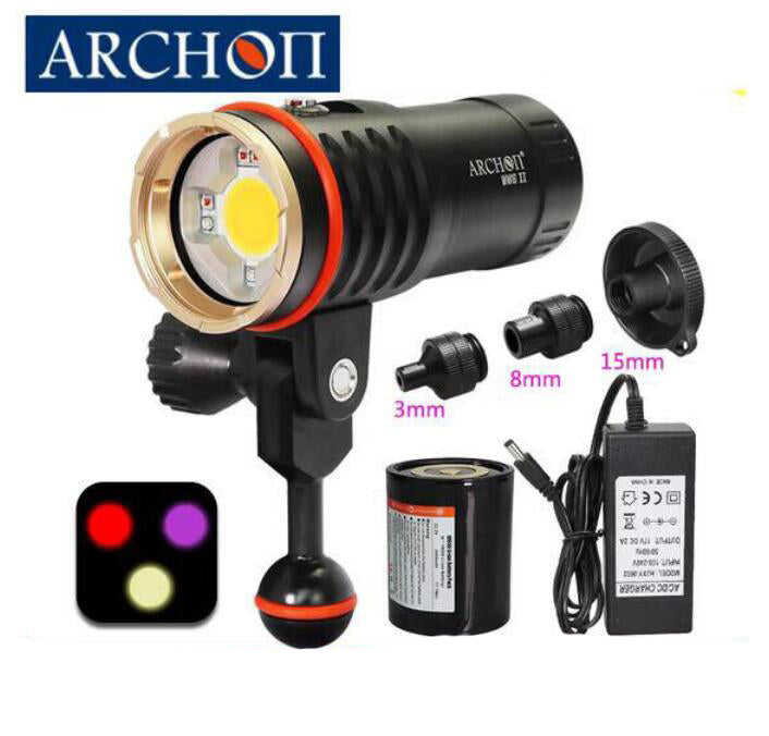 ARCHON 3500 Lumen Multi Colored Diving Flashlight Waterproof 100m Photography Video Fill Light