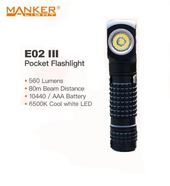 MANKER E02 III 560 Lumen EDC Pocket Flashlight(10440/AAA)