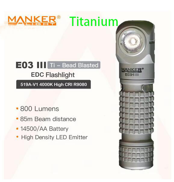 Mankerlight E03H III Titanium Mini Flashlight 1200 Lumens Headlamp With Headband ( 14500 /AA）