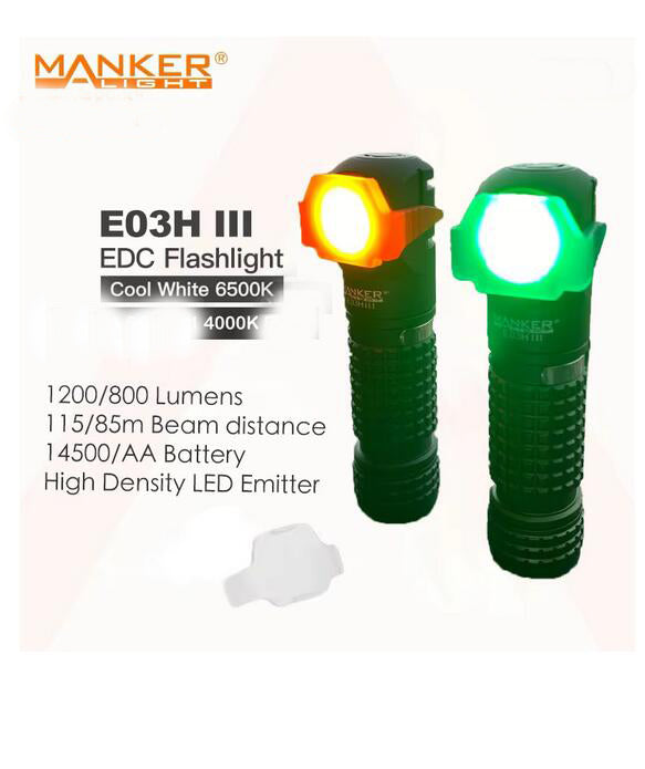 Mankerlight E03H III Rechargeable 1200 Lumens Mini Flashlight/Headlamp With Headband ( 14500 /AA）