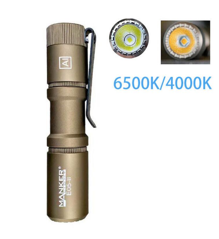 Mankerlight E05 II Sand Compact EDC Mini Flashlight 1300 Lumens AA/14500