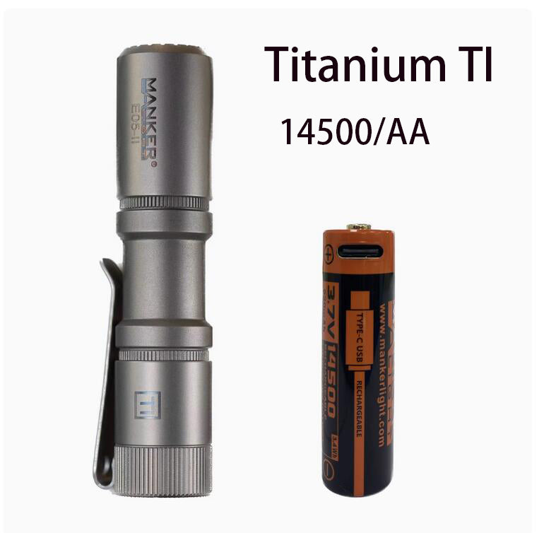 Mankerlight E05 II Titanium TI EDC Flashlight 1300 Lumen Mini Torch (14500 /AA )