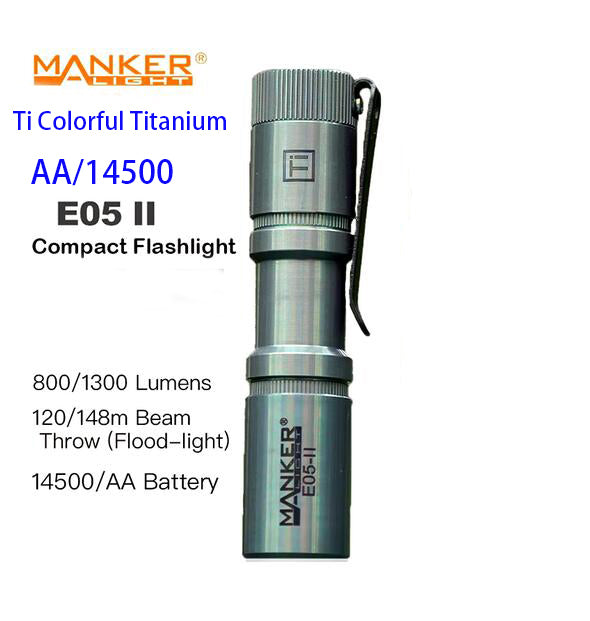 Mankerlight E05 II Limited Edition Colorful MAO Titanium TI Green 14500 AA EDC LED Flashlight MAX 1300 Lumen Torch