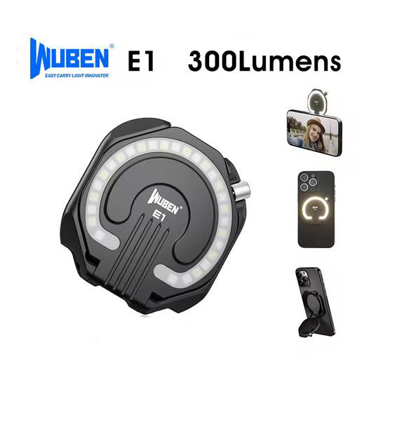 WUBEN E1 EDC Rechargeable Mobile CELL Phone Selfie Light Portable Ring Light For  - Black