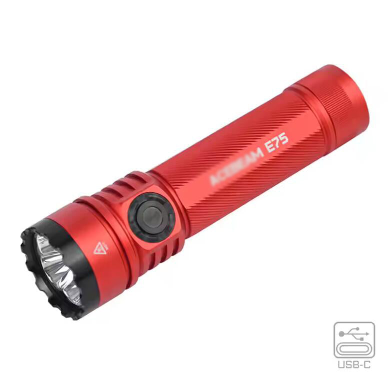 ACE-E75 Red LED Flashlight Quad-Core 4500 Lumen 260 Meter  USB C Rechargeable Torch（Red）