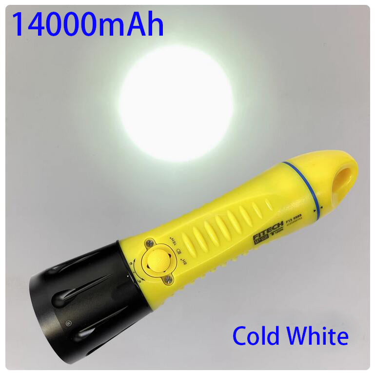 Fitech F13 Scuba Diving Light Built-in 14000mah Battery Flashlight USB C Rechargeable 1000 Lumen LED Waterproof Torch