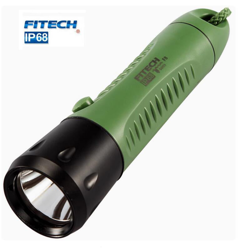 Fitech F8 Professional Diving Flashlight Built-in 7800mAh Battery USB C Rechargeable 800 Lumen（Green）