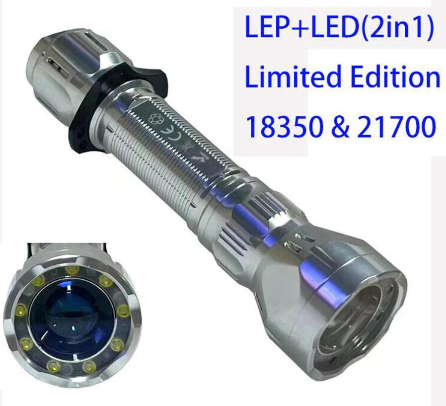 MATEMINCO FW3 Mini LEP Flashlight Spot + Flood 2 IN 1 Beam 1350 Meter 1550 Lumen(With 18350 & 21700 Battery)-Silver