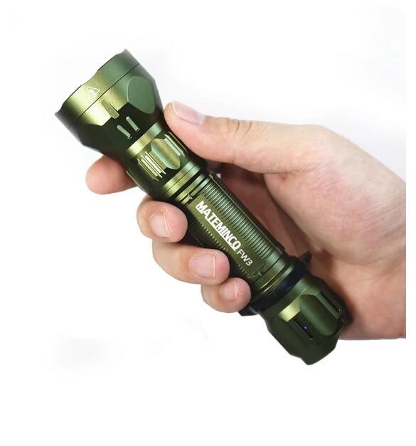 MATEMINCO FW3 Mini LEP Flashlight Spot + Flood 2 IN 1 Beam 1350 Meter 1550 Lumen(With 18350 & 21700 Battery)-Green