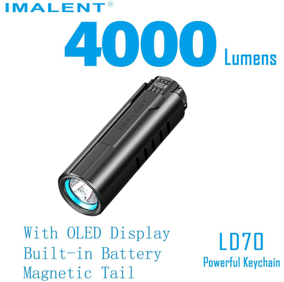 IMALENT LD70 Powerful EDC Flashlight 4000 Lumens OLED Display USB Magnetic Charging