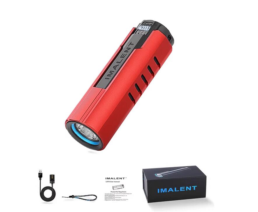 IMALENT LD70 Powerful EDC Flashlight 4000 Lumens OLED Display USB Magnetic Charging-Red