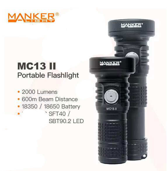 Mankerlight MC13ii Pocket EDC Flashlight 4500 Lumen 660 Meter USB Type-C Rechargeable(Black)