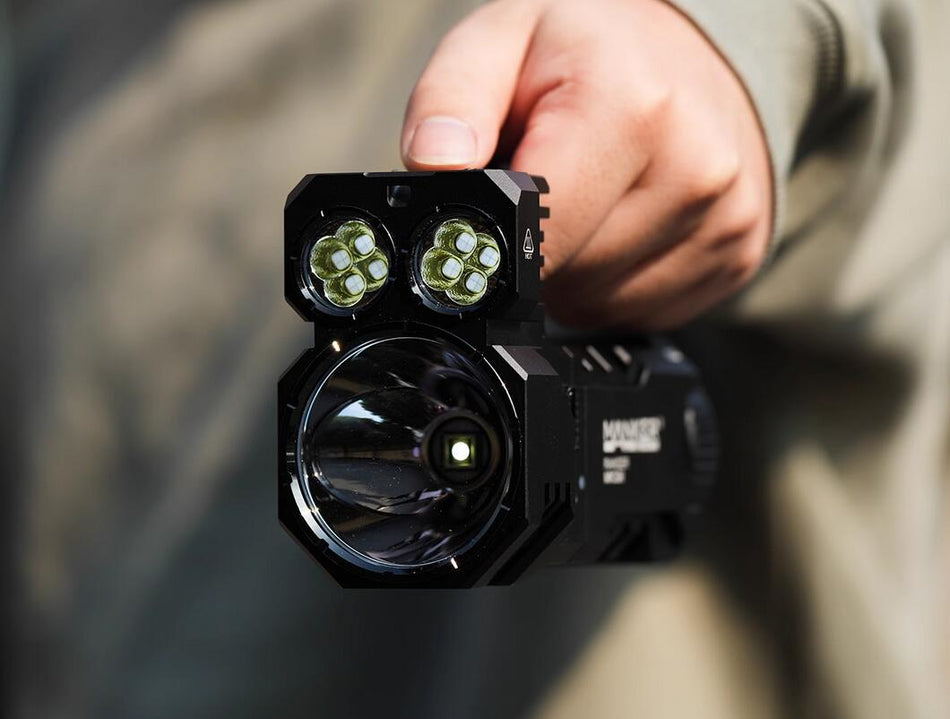 Mankerlight MK39 II 25000 Lumen Combo Spotlight + Floodlight High Power Flashlight 9x LEDs/ 24000 mAh Battery /Dial Switch/USB C Rechargeable