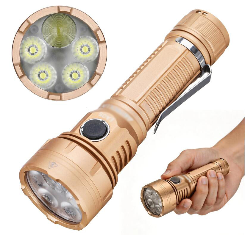 MATEMINCO MT05 6200 Lumen 586 Meter Spotlight Floodlight Outdoor Flashlight USB Type C Charging With Red/ Blue LED Inspection Magnetic Torch-khaki