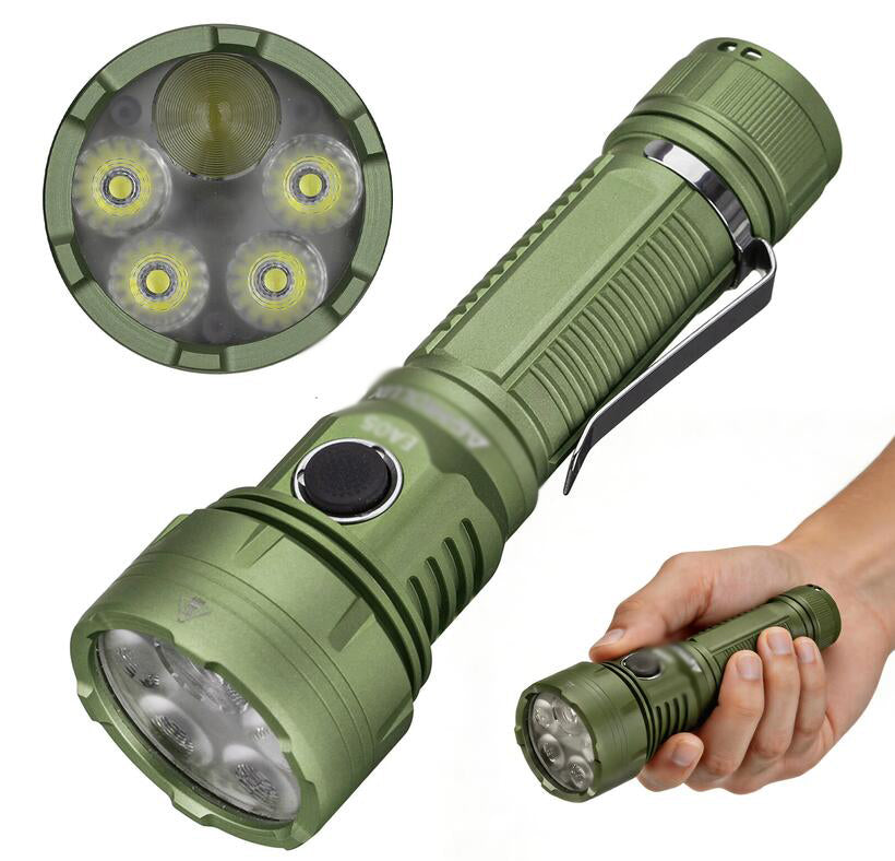 MATEMINCO MT05 6200 Lumen 586 Meter Spotlight Floodlight Outdoor Flashlight USB Type C Charging With Red/ Blue LED Inspection Torch-Green