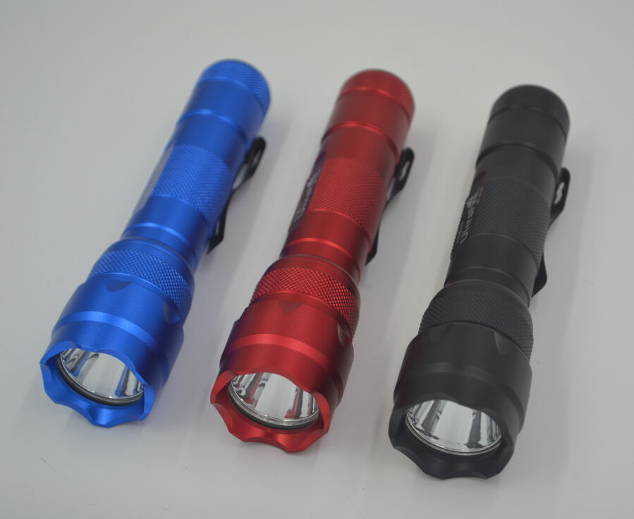 Ultra Fire WF-502B Red Blue Black Single Mode Flashlight 10W 6500K LED 1000 Lumen  (1x 18650 /2x CR123A)