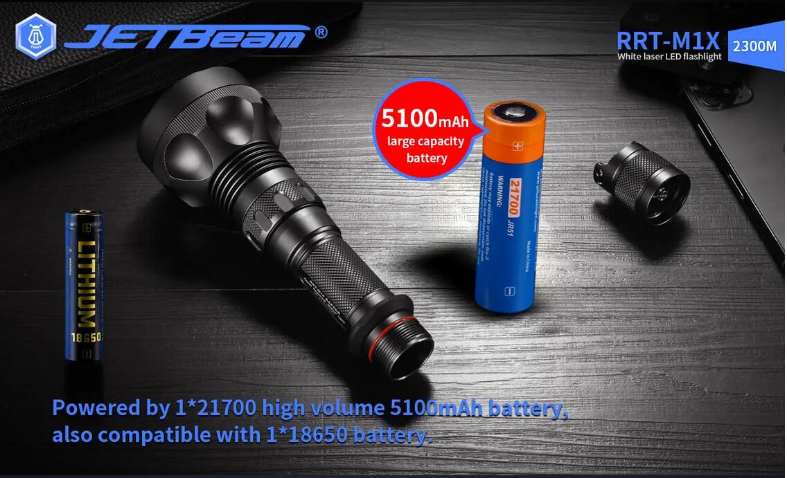 JETBeam RRT-M1X 2.3KM Long Range LEP Flashlight 480Lumen Spotlight