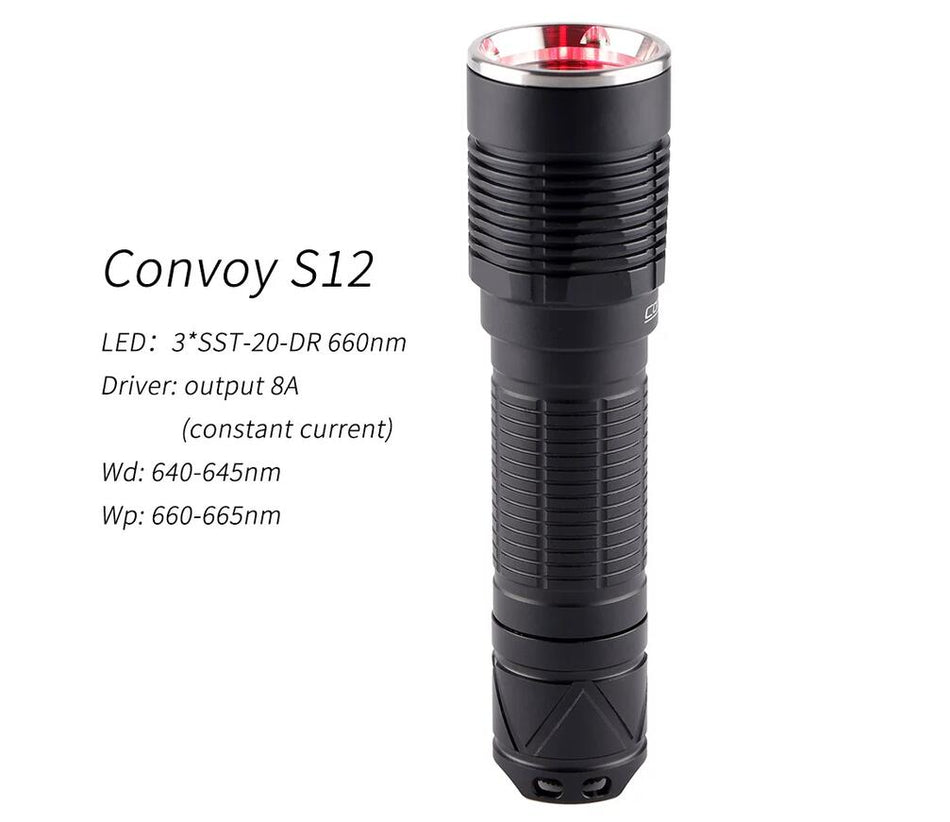 S12 with 3x SST-20-DR 660nm Ultra Bright Deep Red LED Hunting Flashlight