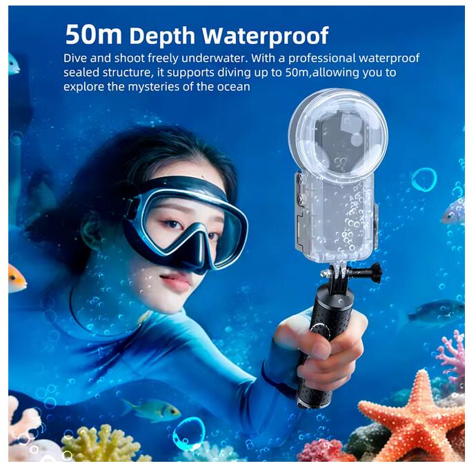 Sea frogs Transparent Plastic Waterproof Housing Case for Insta 360X5 50 Meter Depth Rating Durable Camera