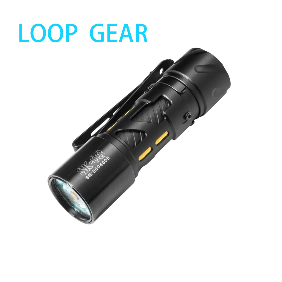 Loop Gear Pocket EDC Flashlight MAX 1000 Lumens AA 14500 With Side Light -Black