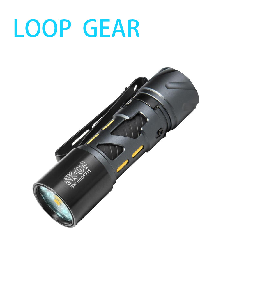 Loop Gear Pocket EDC Flashlight MAX 1000 Lumens AA 14500 With Side Light -Grey