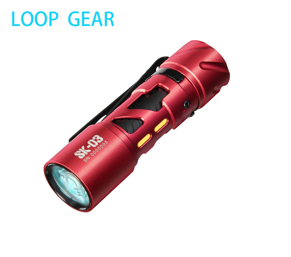 Loop Gear 360° Illuminating Pocket EDC Flashlight MAX 1000 Lumens AA 14500 With Side Light -Red