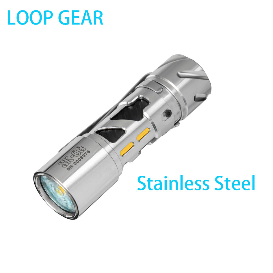 Loop Gear 360° Illuminating Pocket EDC Flashlight 1000 Lumens AA 14500 With Side Light（Stainless Steel Version）