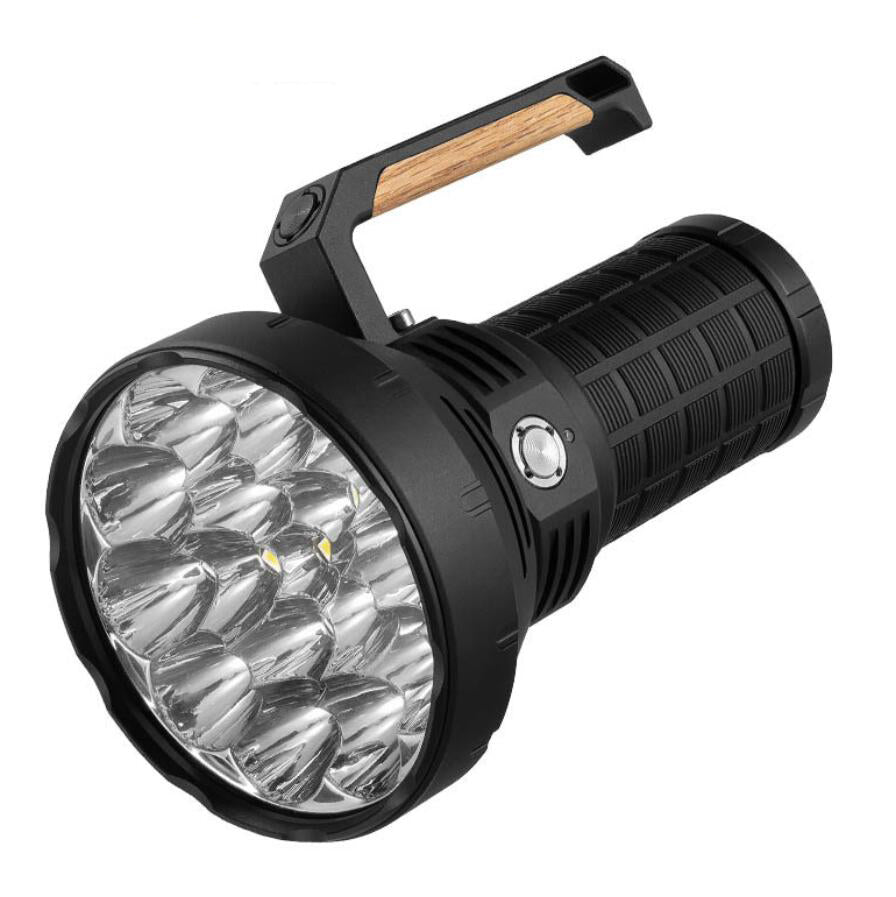 Super Bright Search Flashlight USB C Rechargeable 50000Lumen 16x LED with Cooling Fan/Dual Switch/Built-in Battery/Power Bank